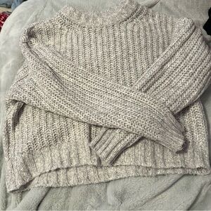 Grey cropped sweater from American eagle, barley worn